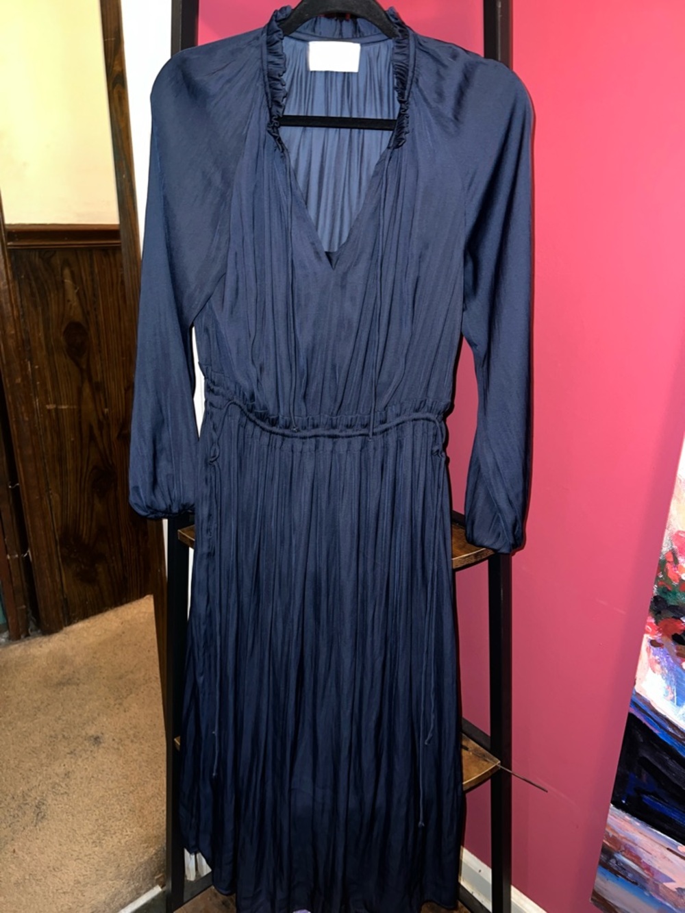 Modern Citizen Navy Long Sleeve V-Neck Maxi Dress